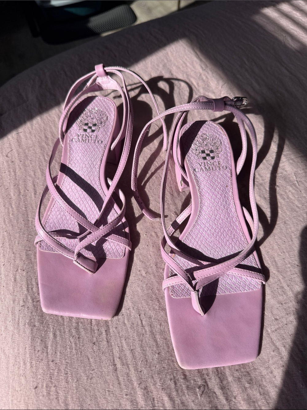 Vince Camuto Purple Strappy Square-Toe Sandals
